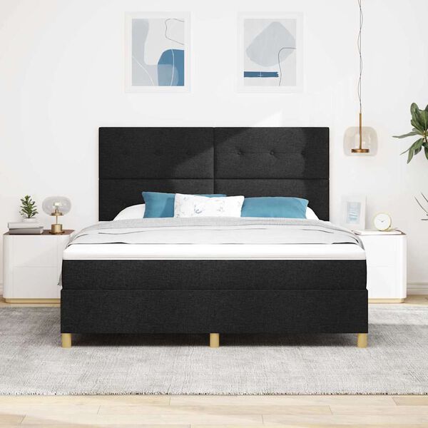 vidaXL Letto a Sorgente LED con materasso Nero 180 x 200 cm Tessuto