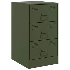 vidaXL Comodino Verde Oliva 34,5x39x62 cm in Acciaio