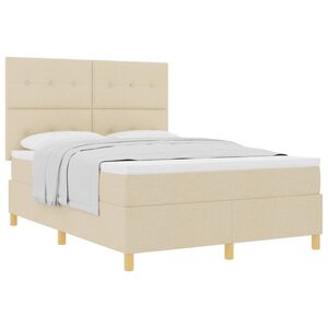 vidaXL Letto a molle con testiera Crema 160 x 200 cm Tessuto