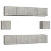 vidaXL Set di Mobili Porta TV 6 pz Grigio Cemento in Legno Multistrato