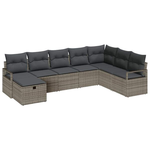vidaXL Set di divani con cuscino 8 pcs Grigio polyrattan