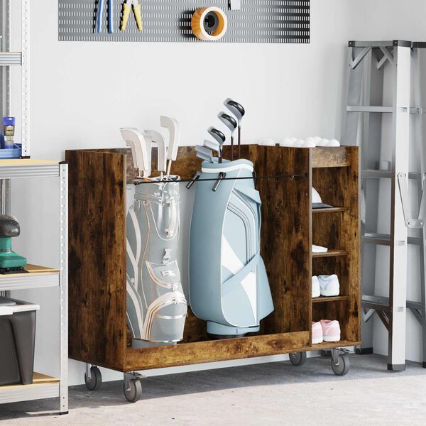 vidaXL Armadio per Golf con ruota Rovere fum&eacute; 120 x 45 x 98 cm