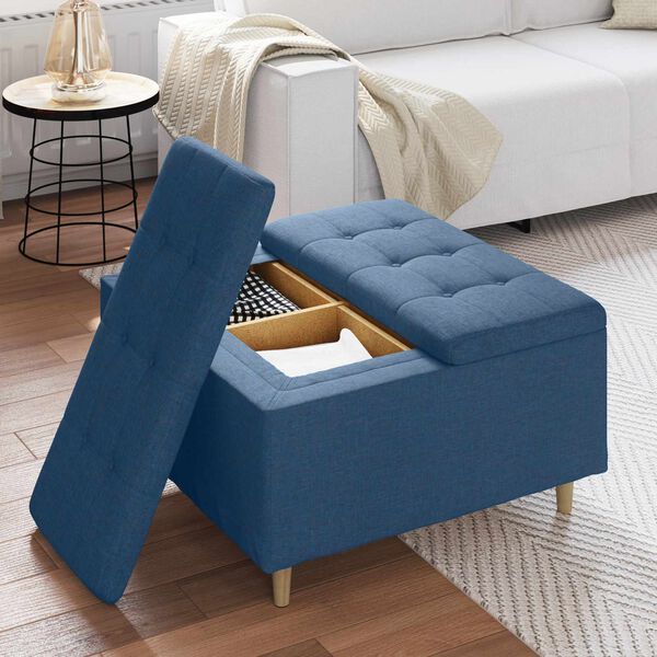 vidaXL Pouf contenitore con cuscino Blu 80 x 80 x 45 cm Tessuto