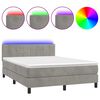vidaXL Letto a Molle con Materasso e LED Grigio Chiaro 140x190 cm Velluto