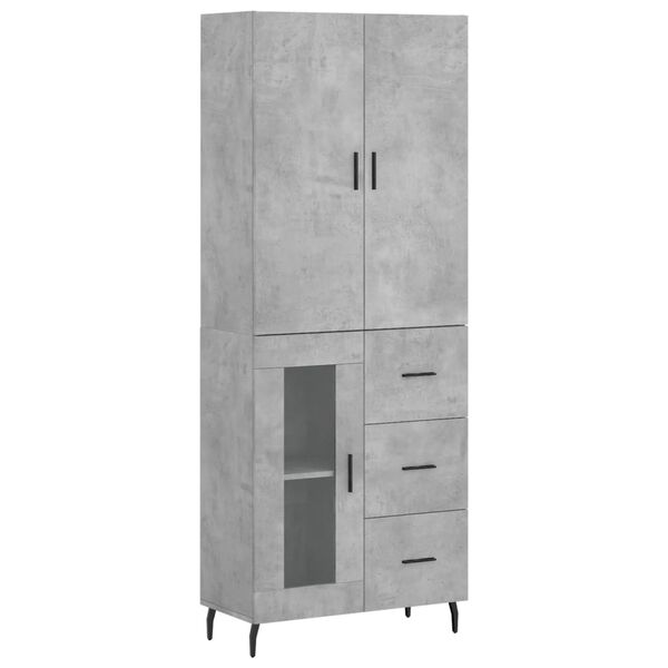 vidaXL Credenza Grigio Cemento 69,5x34x180 cm in Legno Multistrato