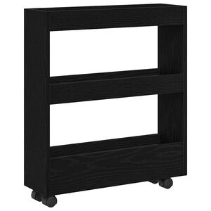 vidaXL Carrello di Stoccaggio Stretto Rovere Nero 60 x 18 x 70 cm
