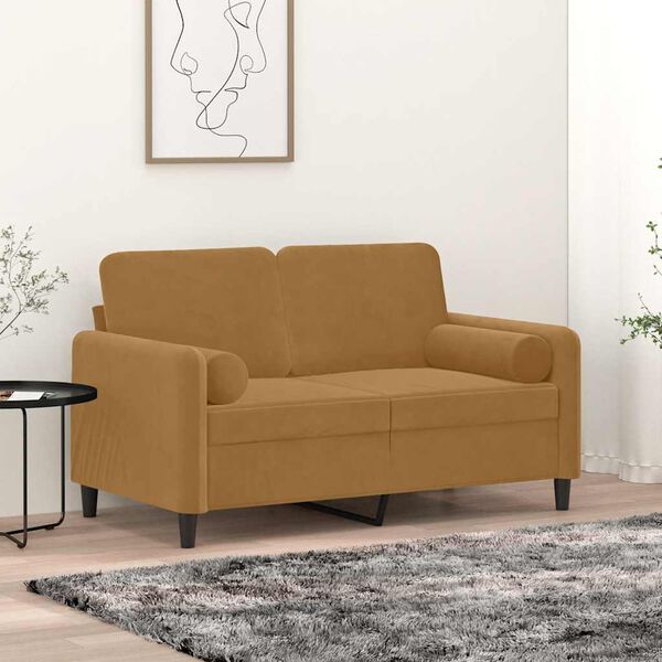 vidaXL Cuscini Decorativi 2 pz Marrone Ø15x50 cm in Velluto