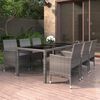 vidaXL Set da Pranzo Giardino 7 pz Polyrattan e Vetro Temperato Grigio