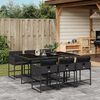 vidaXL Set da Pranzo da Giardino 7 pz Nero con Cuscini in Polyrattan