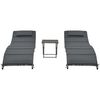 vidaXL Set Lettini da Giardino 3 pz Pieghevoli in Polyrattan Grigio