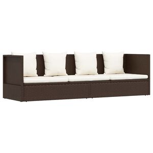 vidaXL Lettino da Giardino con Cuscini in Polyrattan Marrone