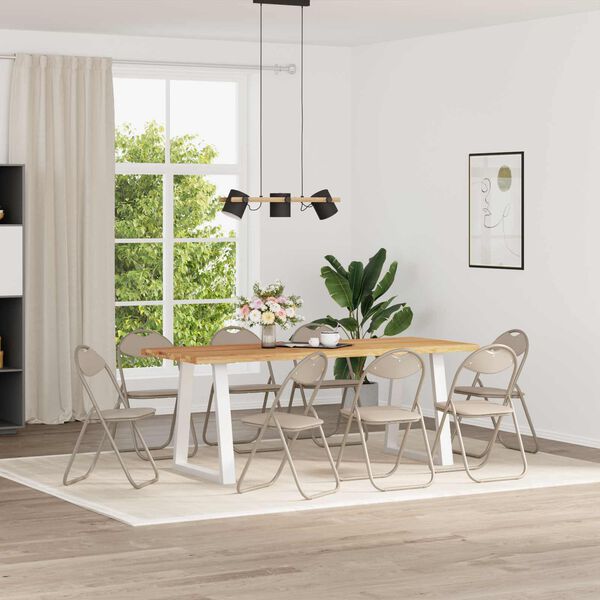 vidaXL Sedia pieghevole 8 pcs Sabbia 48 x 43,5 x 81 cm Pelle Sintetica