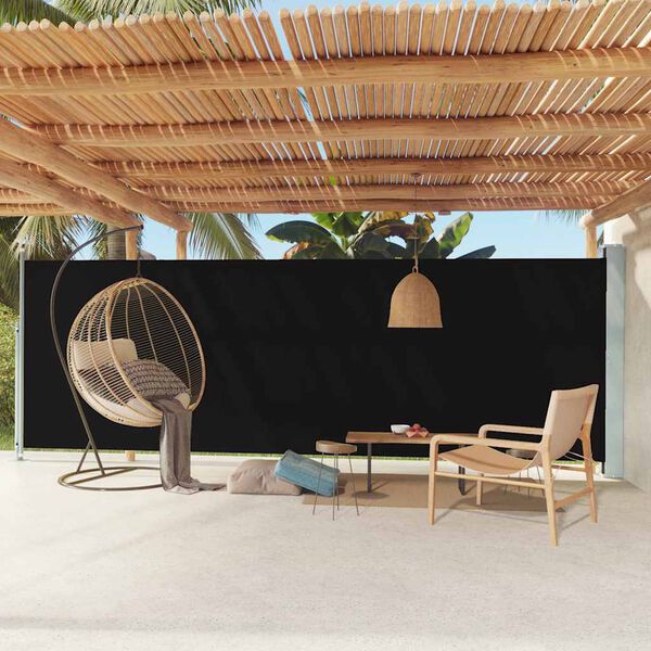 vidaXL Tenda da Sole Laterale Retrattile per Patio 180x600 cm Nera