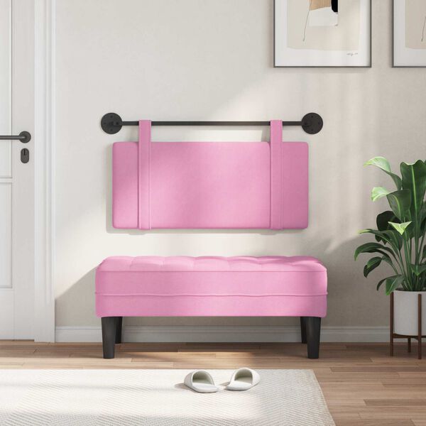 vidaXL Testata appesa Montaggio a parete Rosa 90 x 55 x 5 cm Tessuto