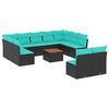 vidaXL Set Divani da Giardino 12pz con Cuscini Nero in Polyrattan