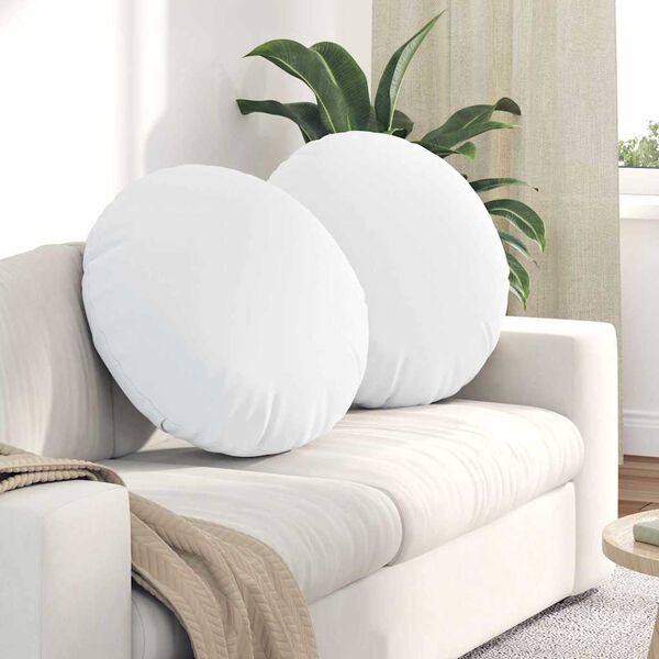 vidaXL Cuscini per Seduta 2 pcs Bianco &Oslash;60 x 21 cm Tessuto