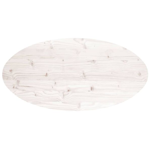 vidaXL Piano Tavolo Bianco 100x50x2,5 cm Legno Massello di Pino Ovale