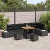 vidaXL Set Divano da Giardino con cuscino 9 pcs Nero polyrattan