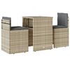 vidaXL Set da Bistr&ograve; 3 pz con Cuscini Grigio Chiaro in Polyrattan