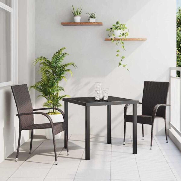 vidaXL Set da Pranzo per Giardino 3 pcs Marrone