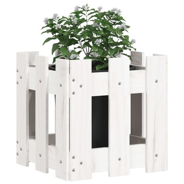 vidaXL Fioriera Giardino a Recinzione Bianco 30x30x30 cm Massello Pino