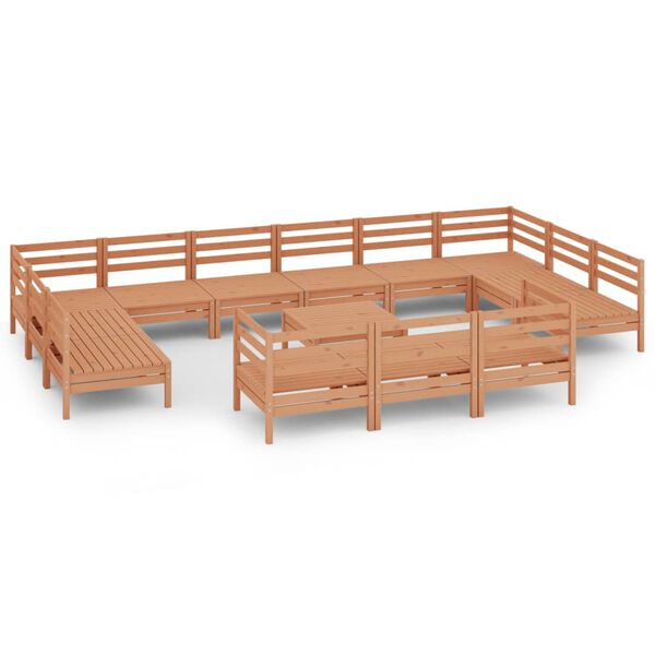 vidaXL Set Salotto da Giardino 14 pz in Legno Massello di Pino Ambra