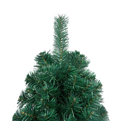 vidaXL Albero Natale Metà Preilluminato con Supporto Verde 180 cm PVC