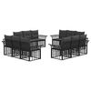 vidaXL Set di divani da esterno 12 pz Nero e Grigio scuro Poliestere