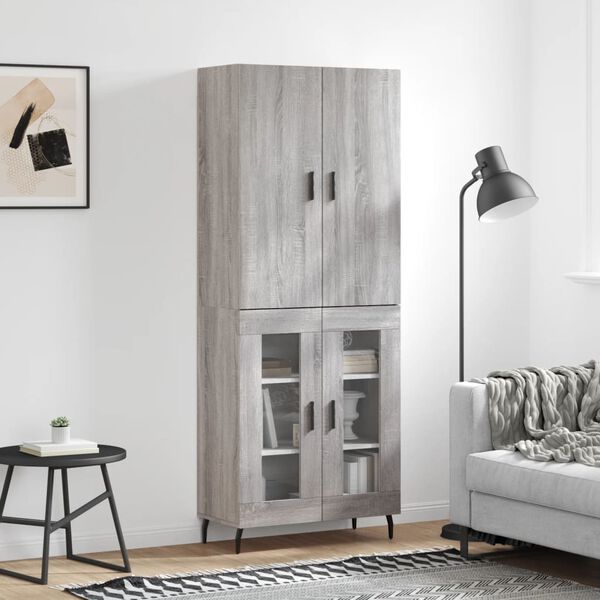 vidaXL Credenza Grigio Sonoma 69,5x34x180 cm in Legno Multistrato