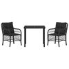 vidaXL Set da Pranzo per Giardino con cuscino 3 pcs Nero polyrattan