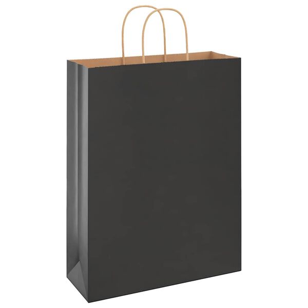 vidaXL Sacchetti di Carta 250 pz con Manici Neri 32x12x42 cm
