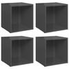 vidaXL Mobili Porta TV 4pz Grigio Lucido 37x35x37 cm Legno Multistrato