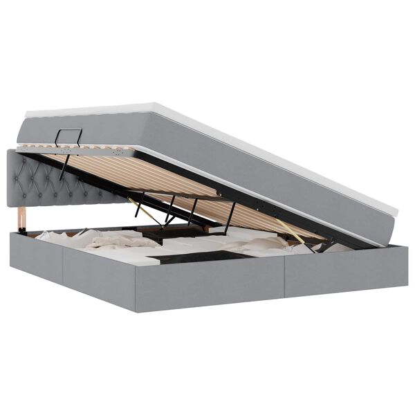 vidaXL Letto con contenitore e materasso Grigio chiaro 180 x 200 cm