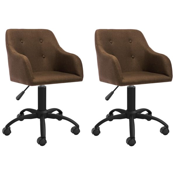 vidaXL Sedie da Pranzo Girevoli 2 pz Marroni in Tessuto