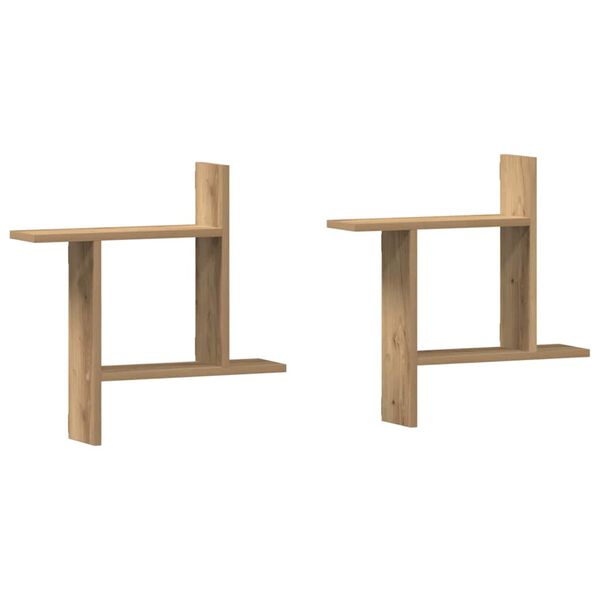 vidaXL Mensole Parete 2pz Rovere Artigianale 50x12x50 cm in Truciolato