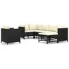 vidaXL Set Divani da Giardino 7 pz con Cuscini in Polyrattan Nero