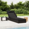 vidaXL Lettino con Tetto Pieghevole Nero 213x63x97 cm Polyrattan