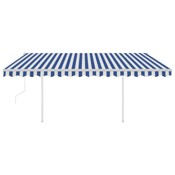 vidaXL Tenda da Sole Retrattile Automatica e Pali 4,5x3,5 m Blu Bianca