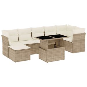 vidaXL Set Divano da Giardino 8 pz con Cuscini Beige in Polyrattan
