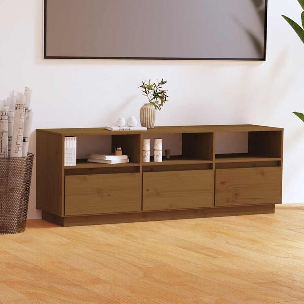 vidaXL Mobile Porta TV Ambra 140x37x50 cm in Legno Massello di Pino