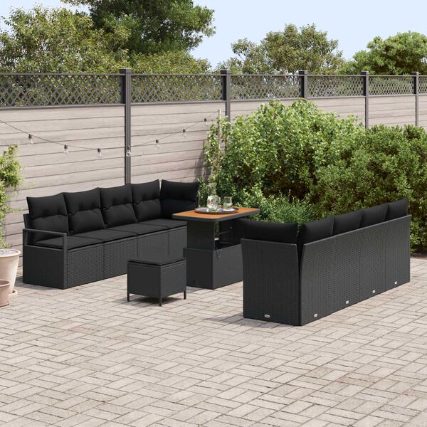 vidaXL Set Divano da Giardino con cuscino Nero 90 x 55 x 71 cm