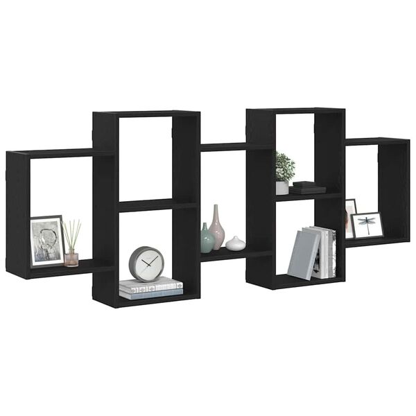 vidaXL Scaffale a Parete Rovere Nero 159x18x65 cm in Truciolato