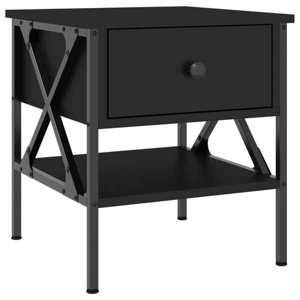 vidaXL Comodino Nero 40x42x45 cm in Legno Multistrato