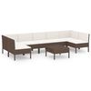 vidaXL Set Divani da Giardino 8 pz con Cuscini in Polyrattan Marrone