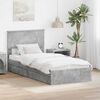 vidaXL Letto con Contenitore con testiera Grigio cemento 90 x 200 cm