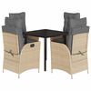 vidaXL Set da Pranzo da Giardino 5 pz con Cuscini Beige in Polyrattan