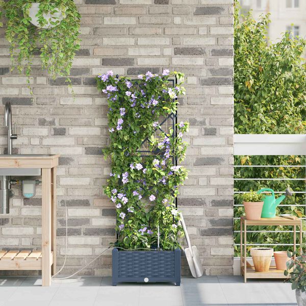 vidaXL Vaso da giardino Grigio 40 x 40 x 126 cm Plastica