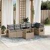 vidaXL Set Divani da Giardino 7 pz con Cuscini Beige in Polyrattan