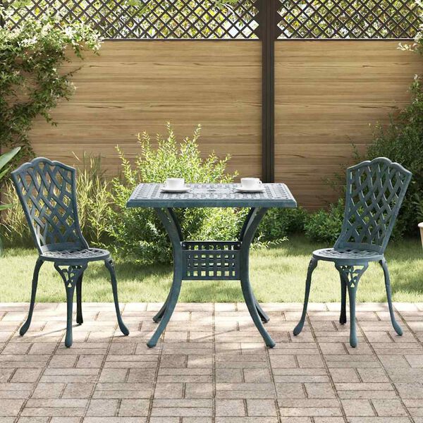 vidaXL Set di Tavolo da Giardino 3 pcs Verde Alluminio pressofuso