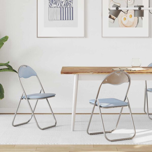 vidaXL Sedia pieghevole 2 pcs Grigio 48 x 43,5 x 81 cm Pelle Sintetica